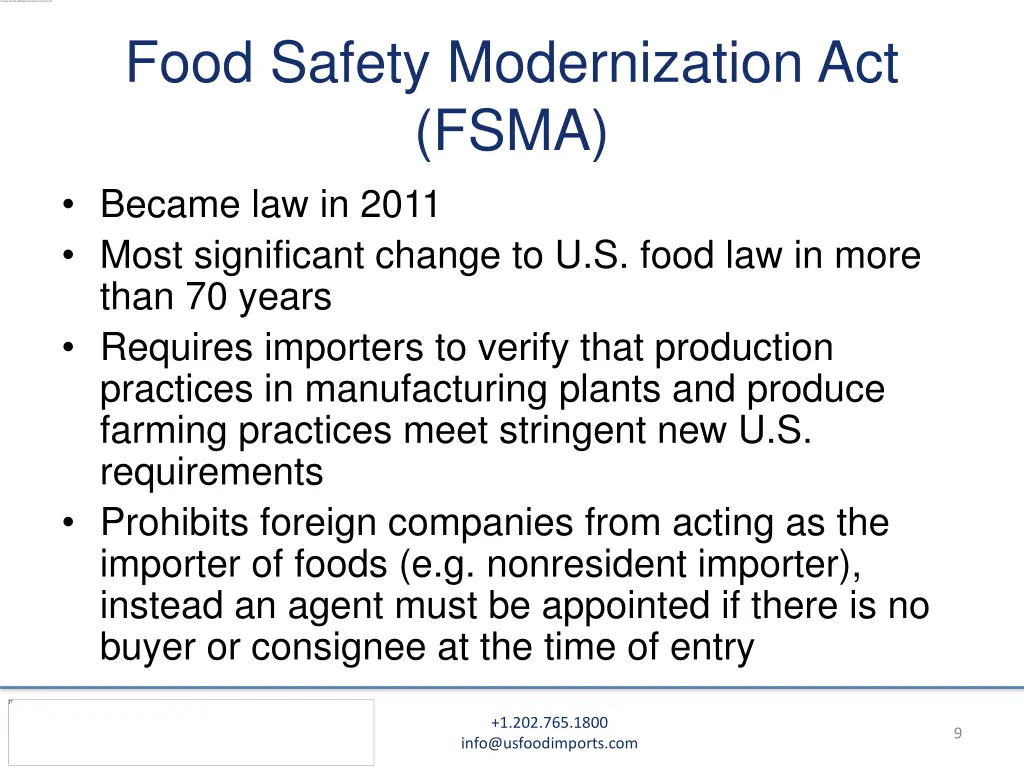 food safety modernization act fsma became