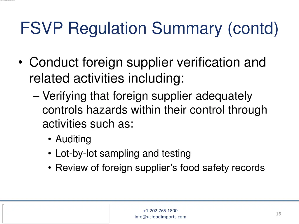 fsvp regulation summary contd 1