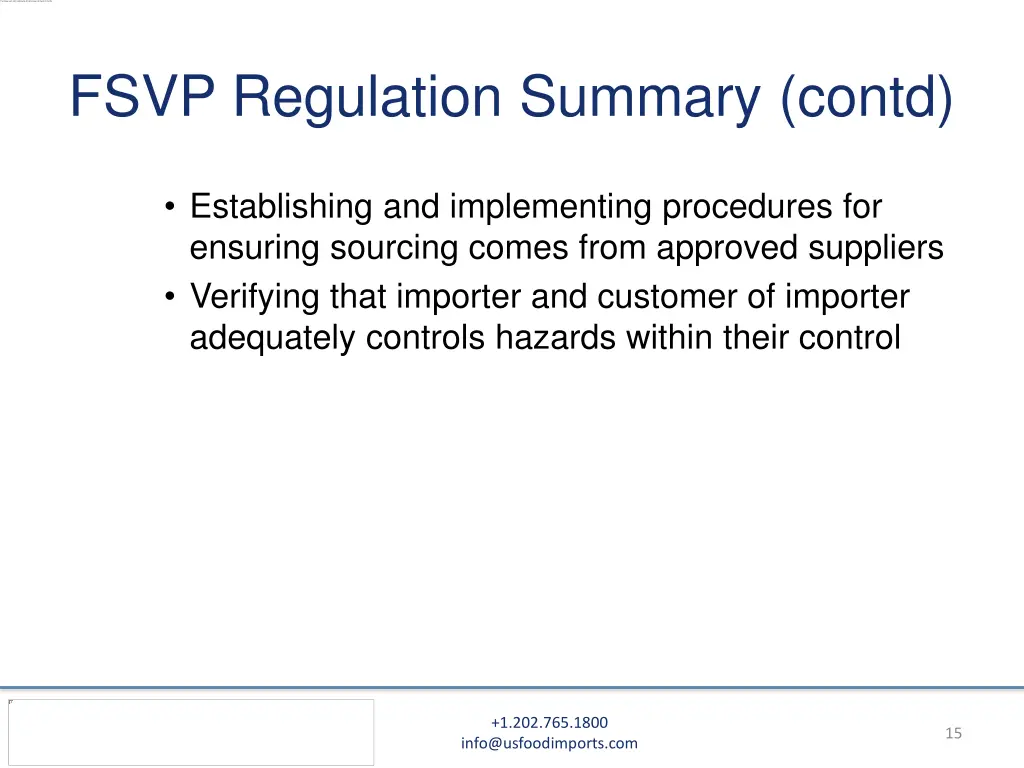 fsvp regulation summary contd