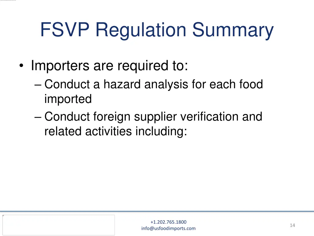 fsvp regulation summary