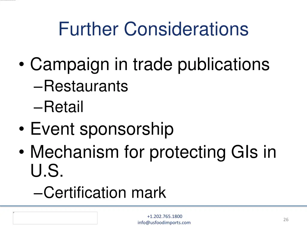 further considerations