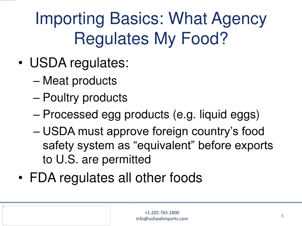 importing basics what agency regulates my food