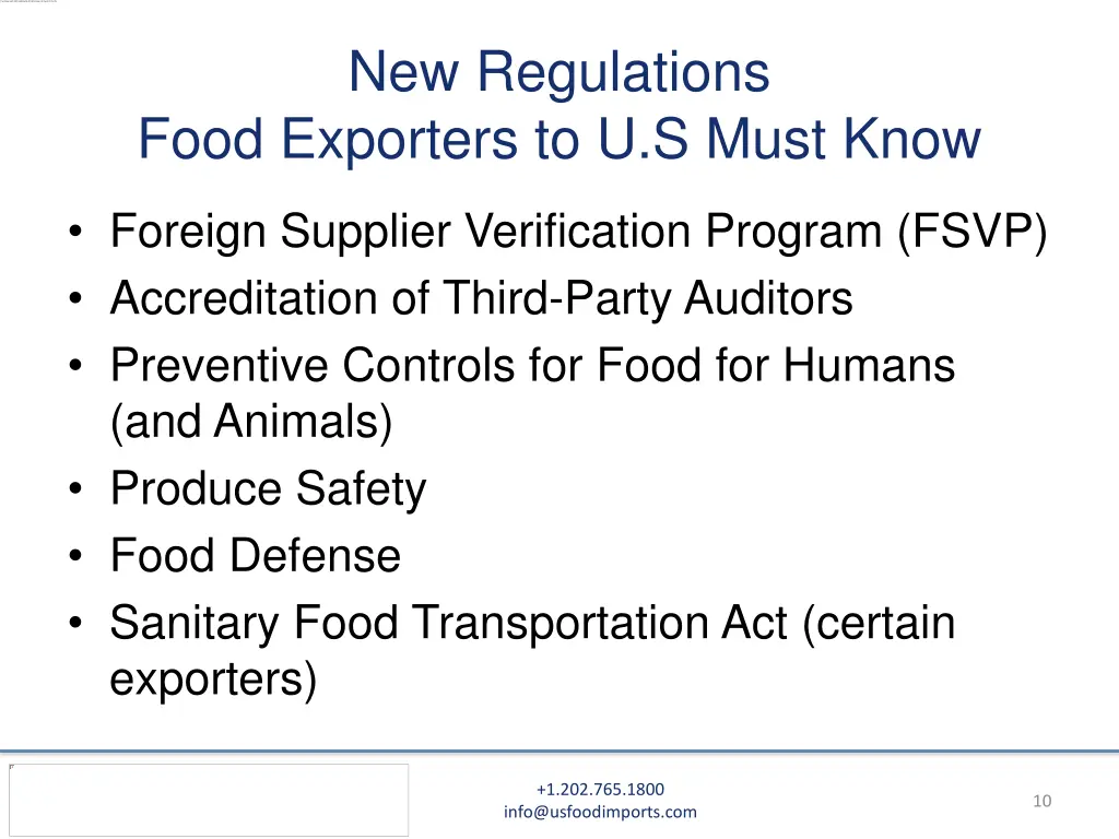 new regulations food exporters to u s must know