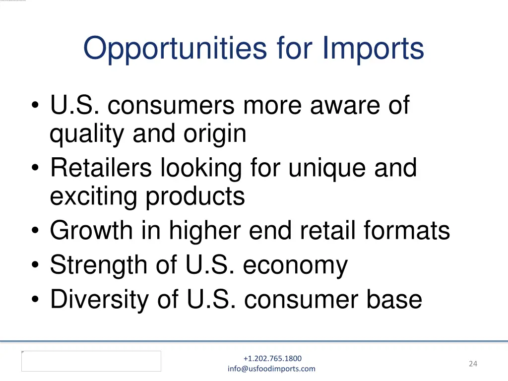 opportunities for imports