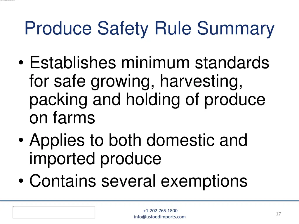 produce safety rule summary