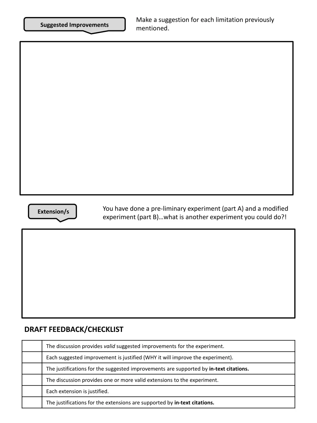 make a suggestion for each limitation previously