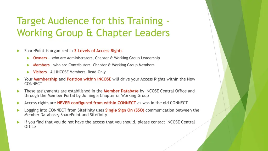 target audience for this training working group