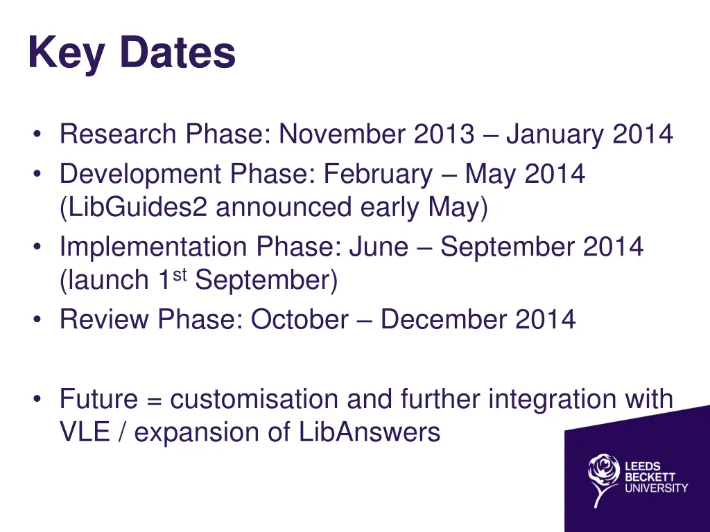 key dates