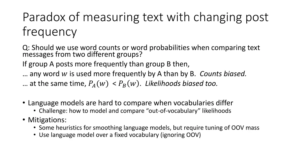 paradox of measuring text with changing post