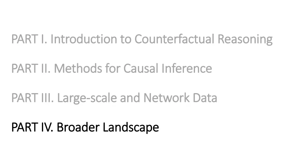 part i introduction to counterfactual reasoning
