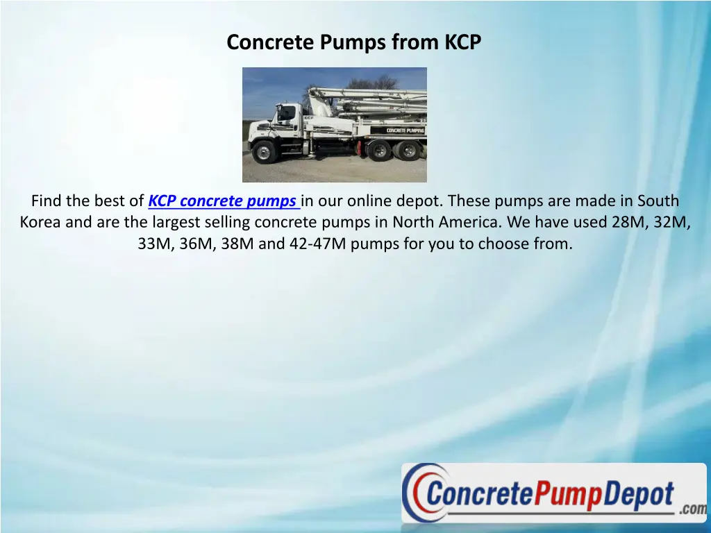 concrete pumps from kcp