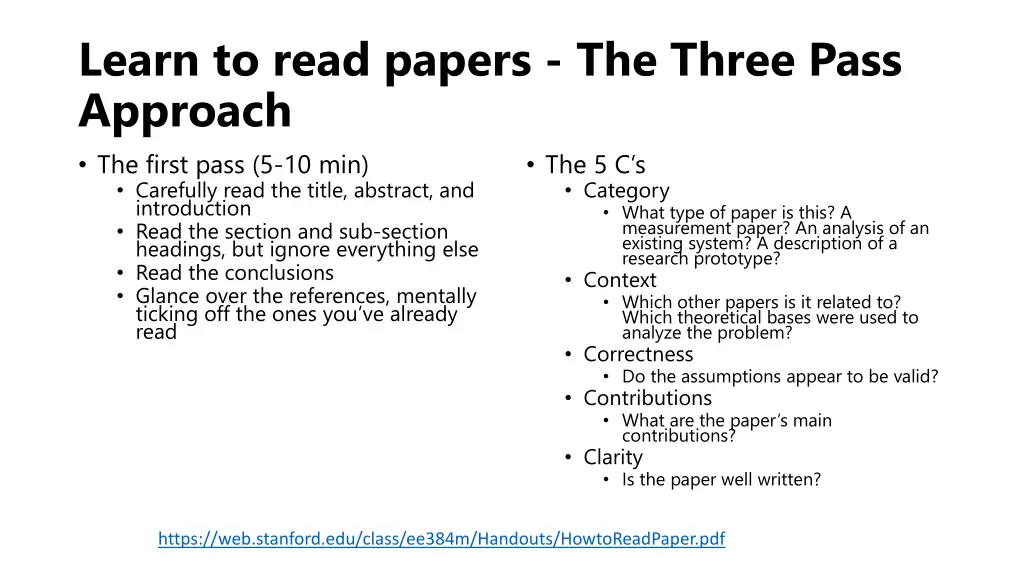 learn to read papers the three pass approach