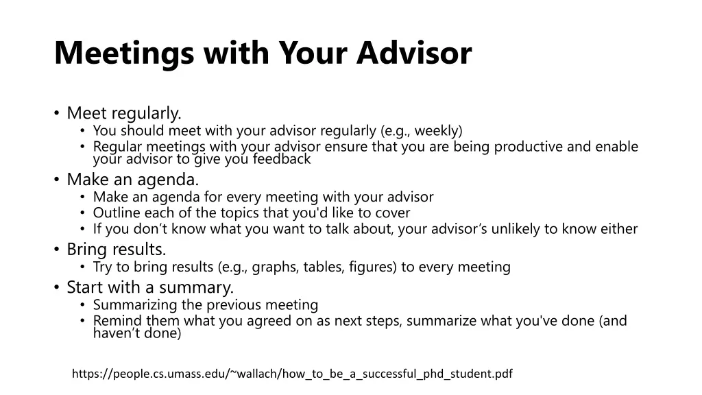meetings with your advisor