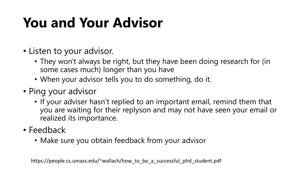 you and your advisor