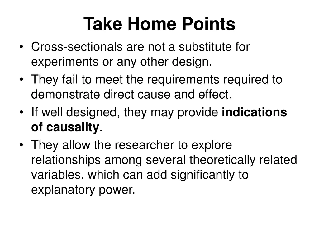 take home points cross sectionals