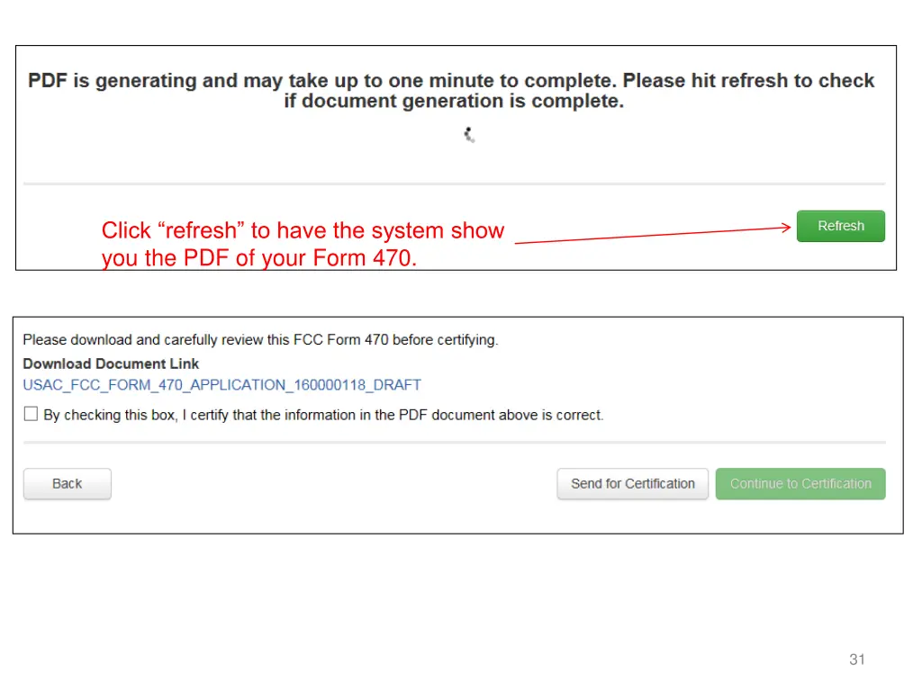 click refresh to have the system show