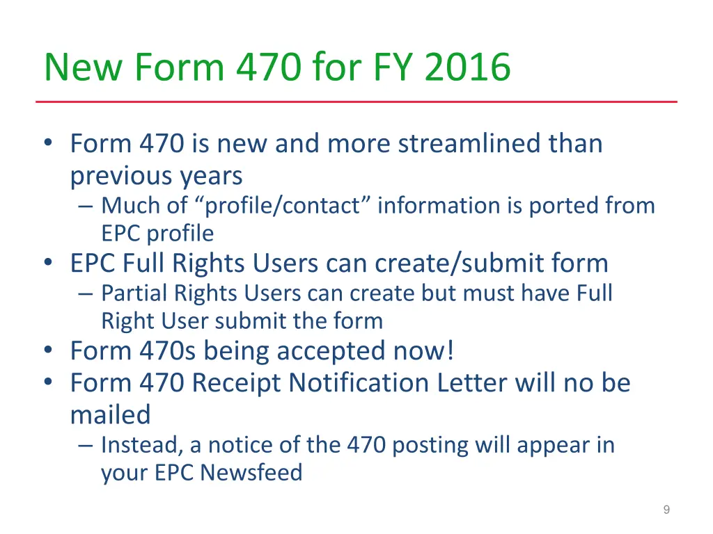 new form 470 for fy 2016