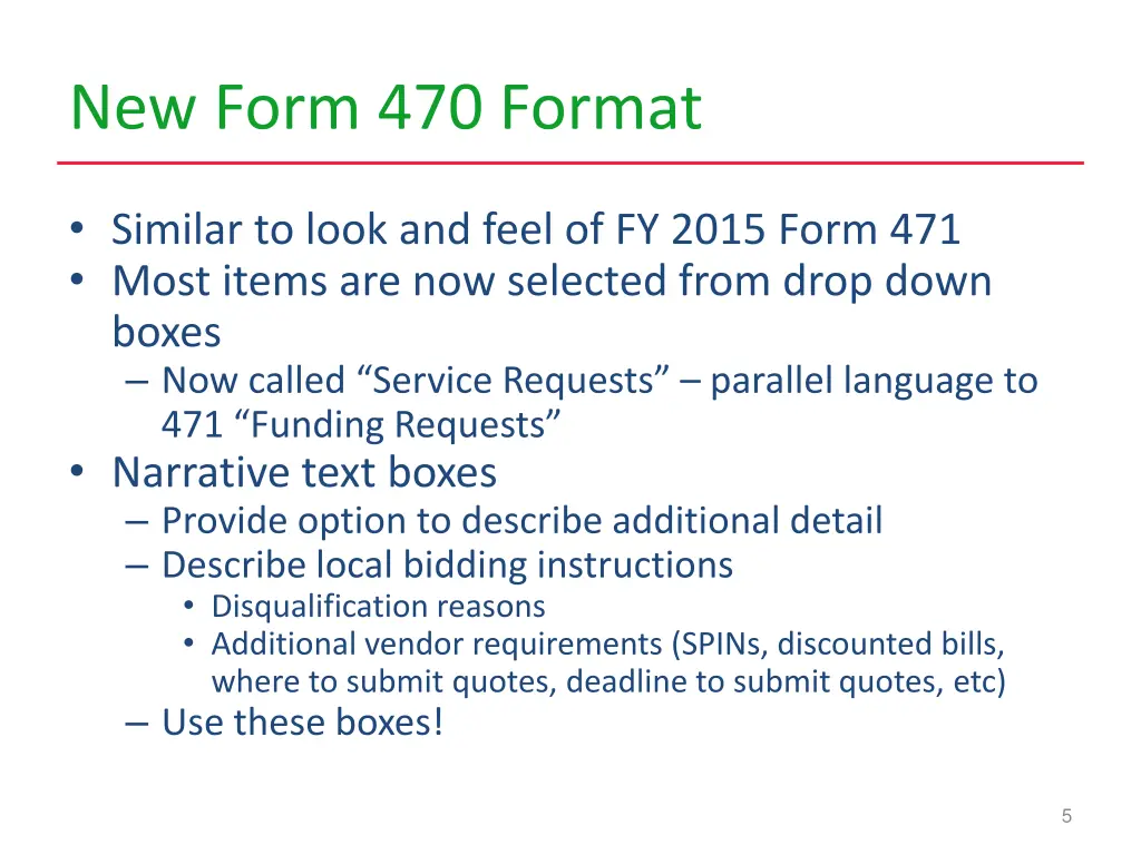 new form 470 format
