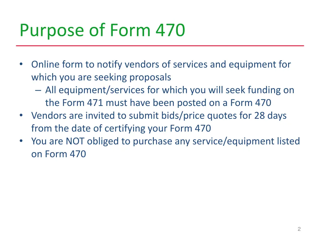 purpose of form 470