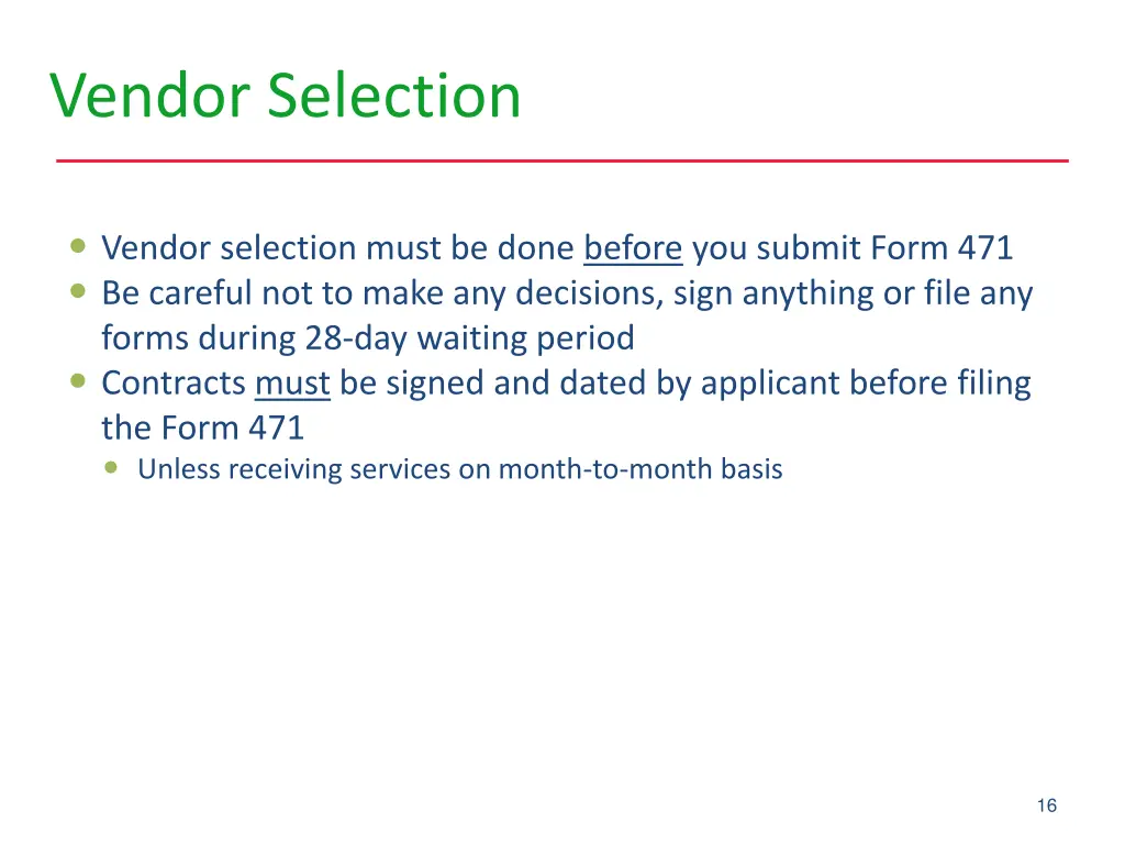 vendor selection