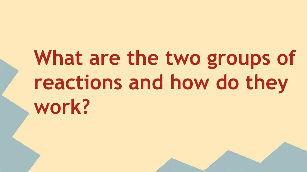 what are the two groups of reactions