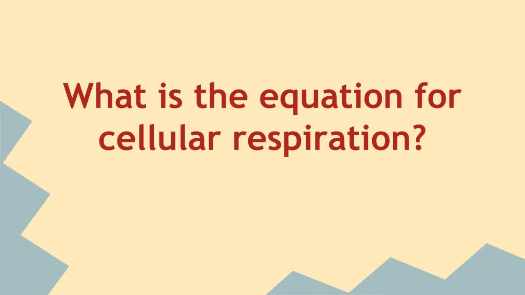 what is the equation for cellular respiration