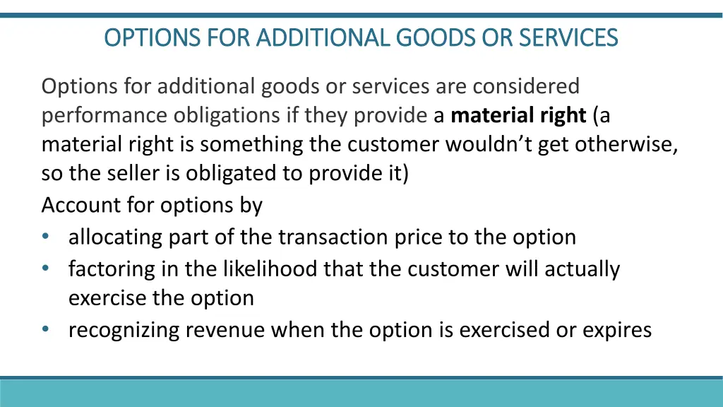 options for additional goods or services options