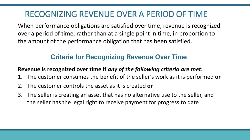 recognizing revenue over a period of time