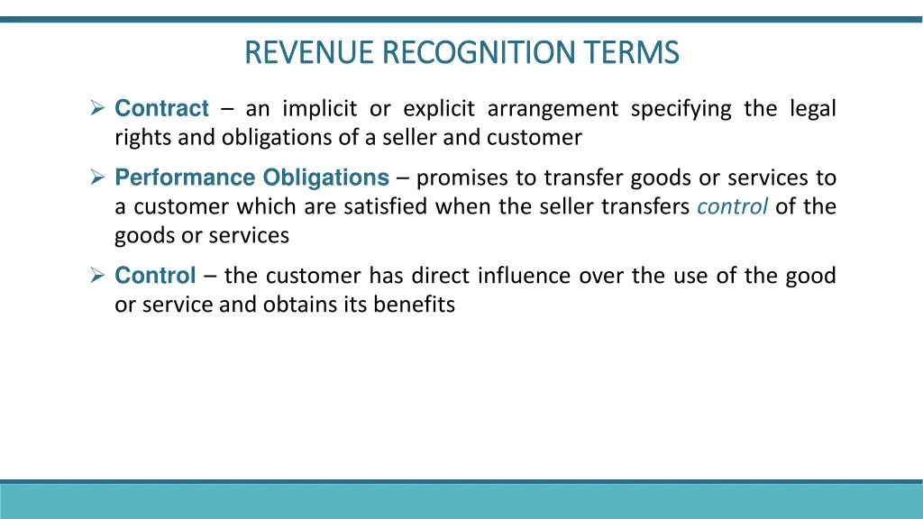 revenue recognition terms revenue recognition