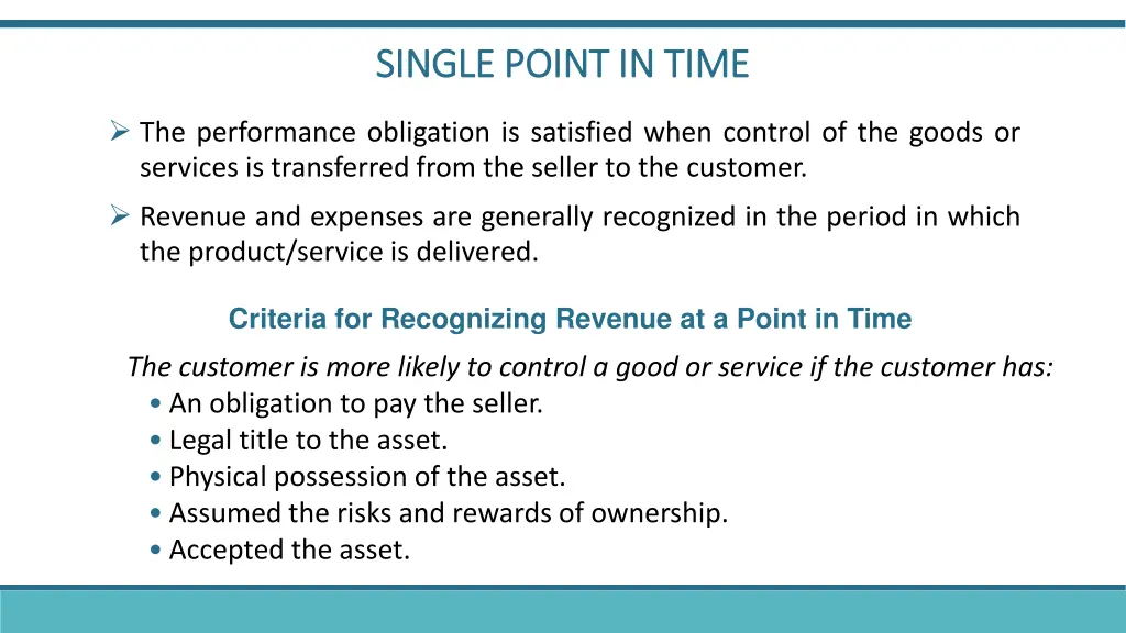 single point in time single point in time