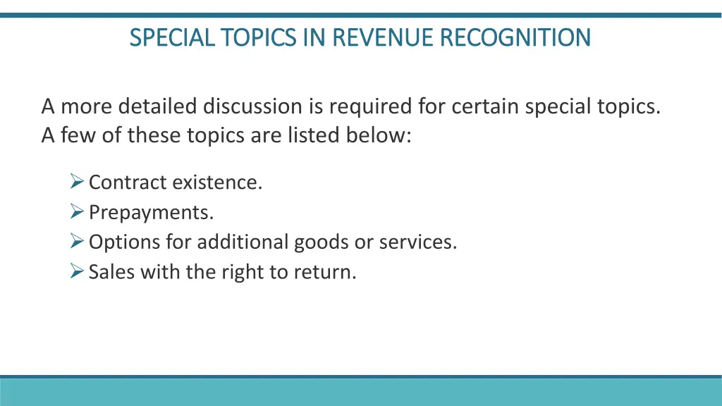 special topics in revenue recognition special