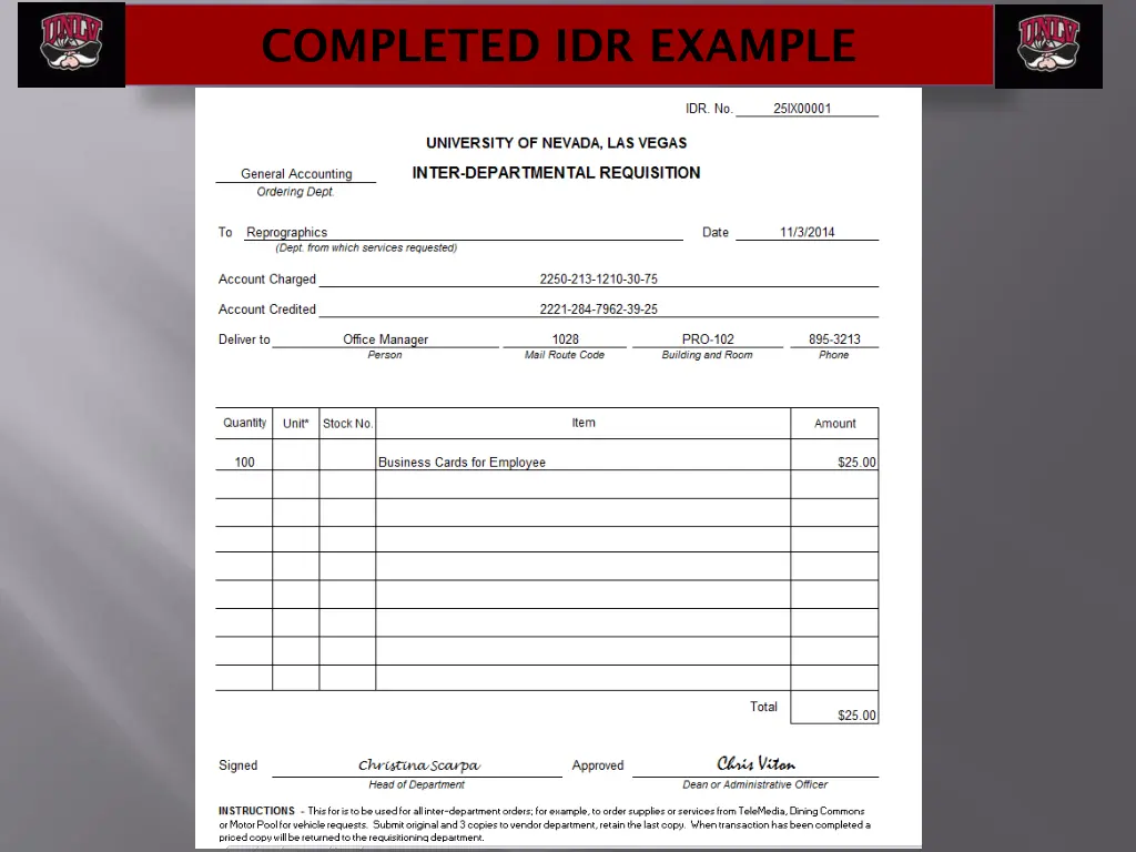 completed idr example