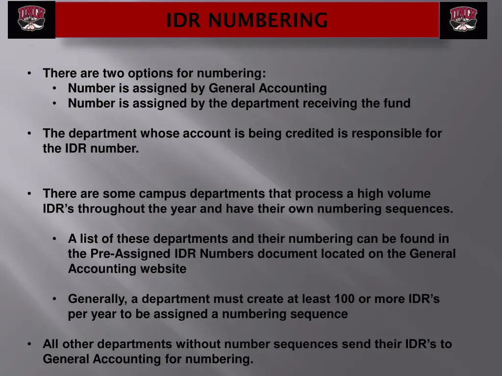 idr numbering