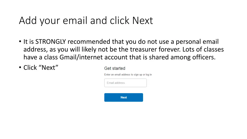 add your email and click next