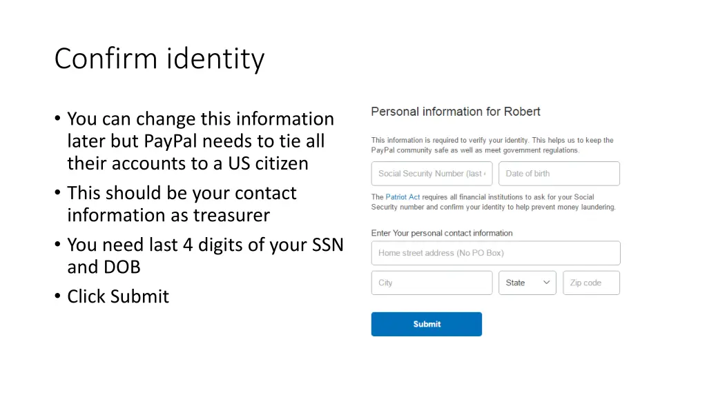 confirm identity