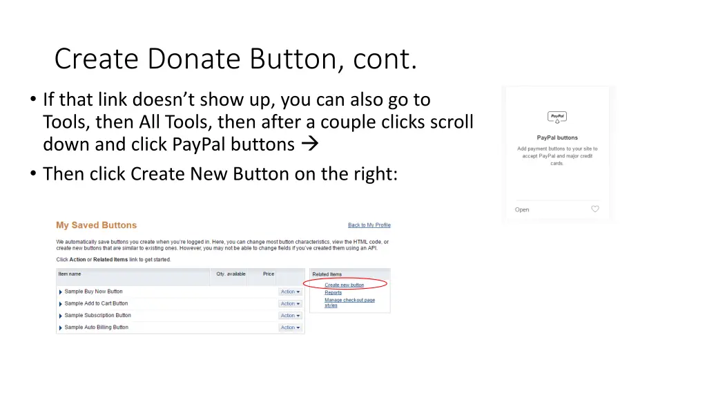 create donate button cont