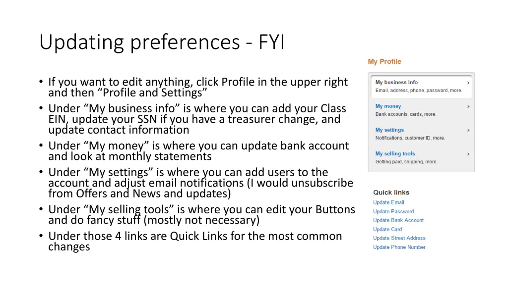 updating preferences fyi