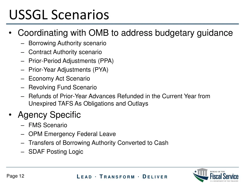 ussgl scenarios
