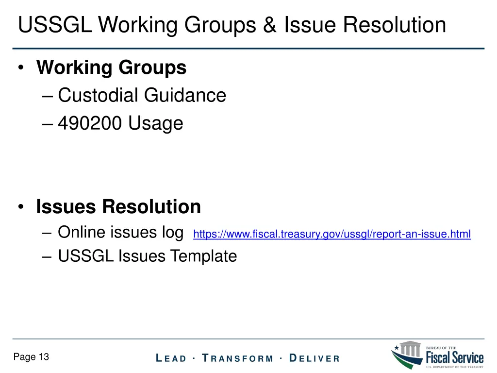 ussgl working groups issue resolution