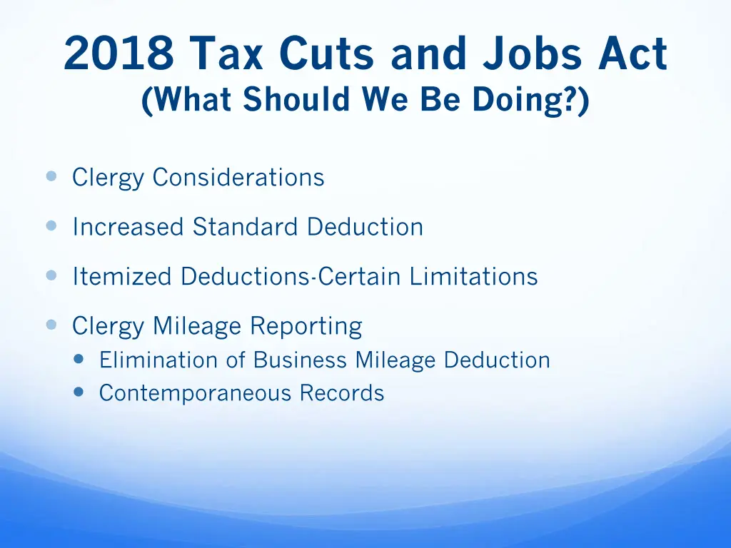 2018 tax cuts and jobs act what should we be doing 1