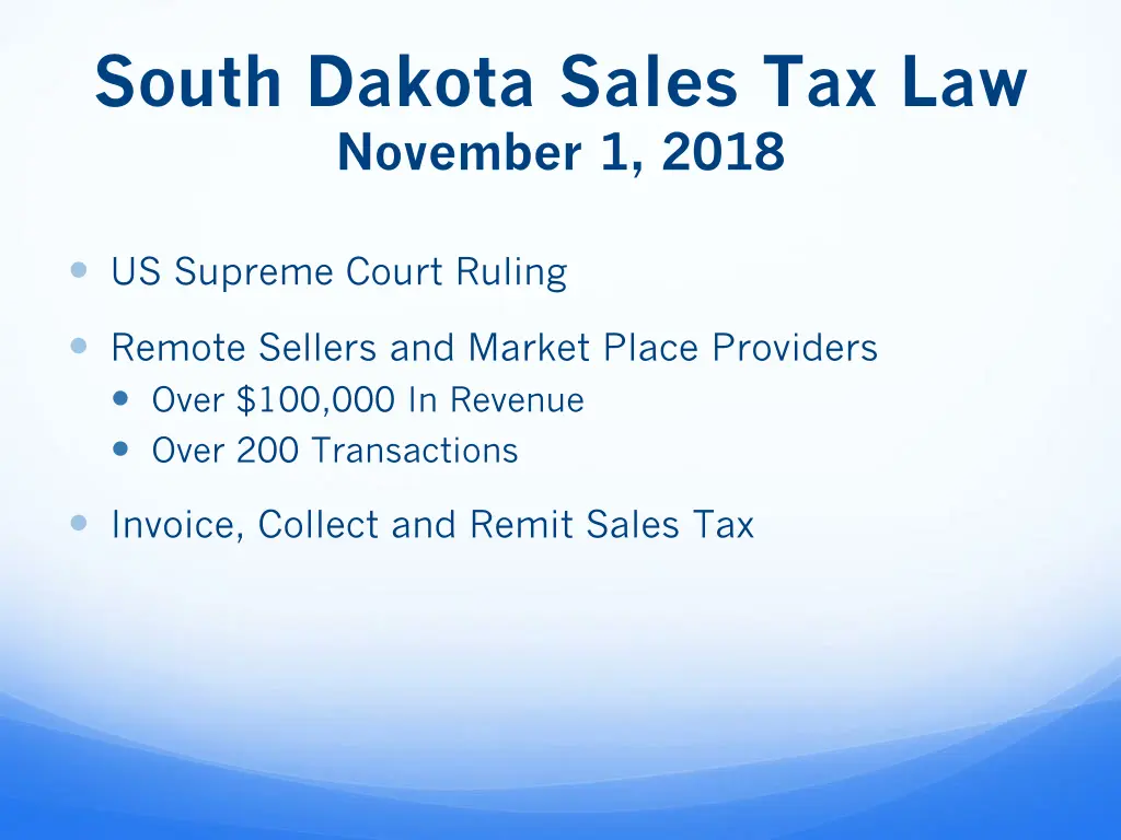 south dakota sales tax law november 1 2018