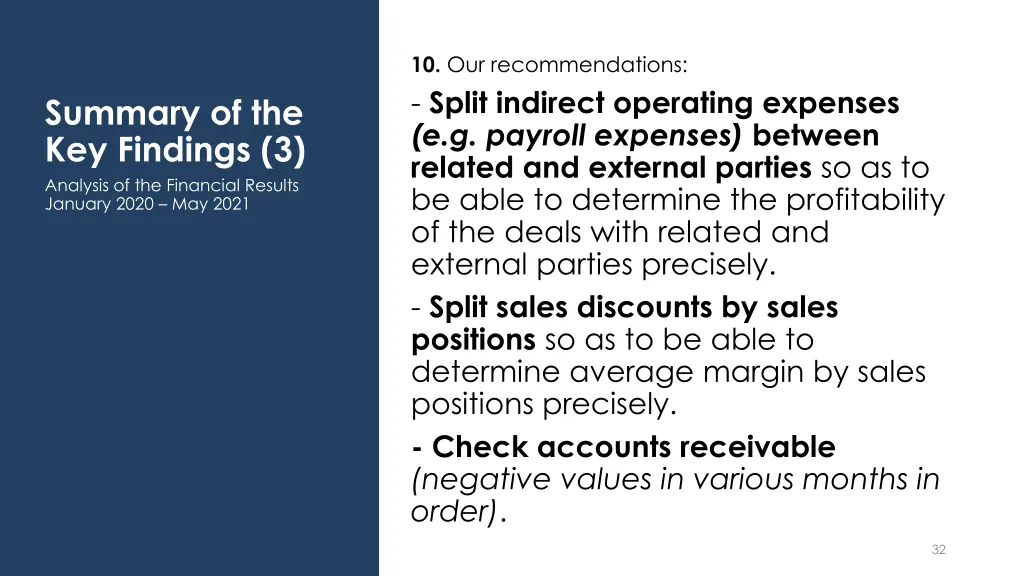 10 our recommendations split indirect operating