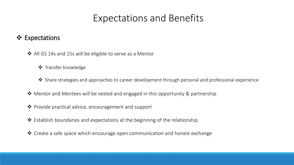 expectations and benefits