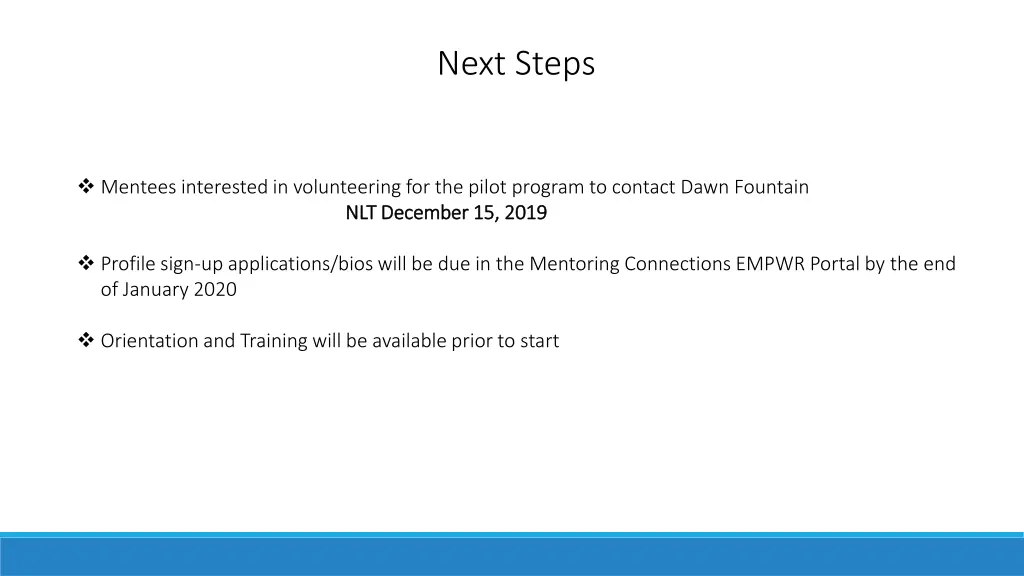 next steps