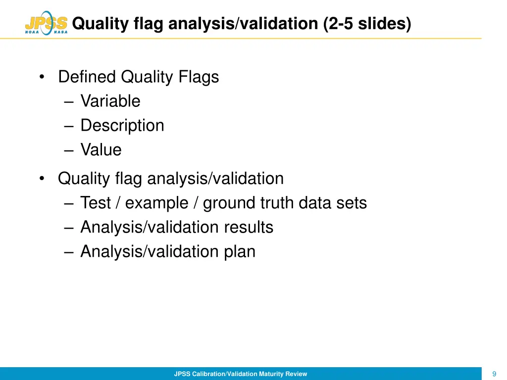 quality flag analysis validation 2 5 slides