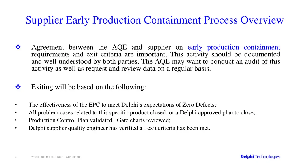 supplier early production containment process 1