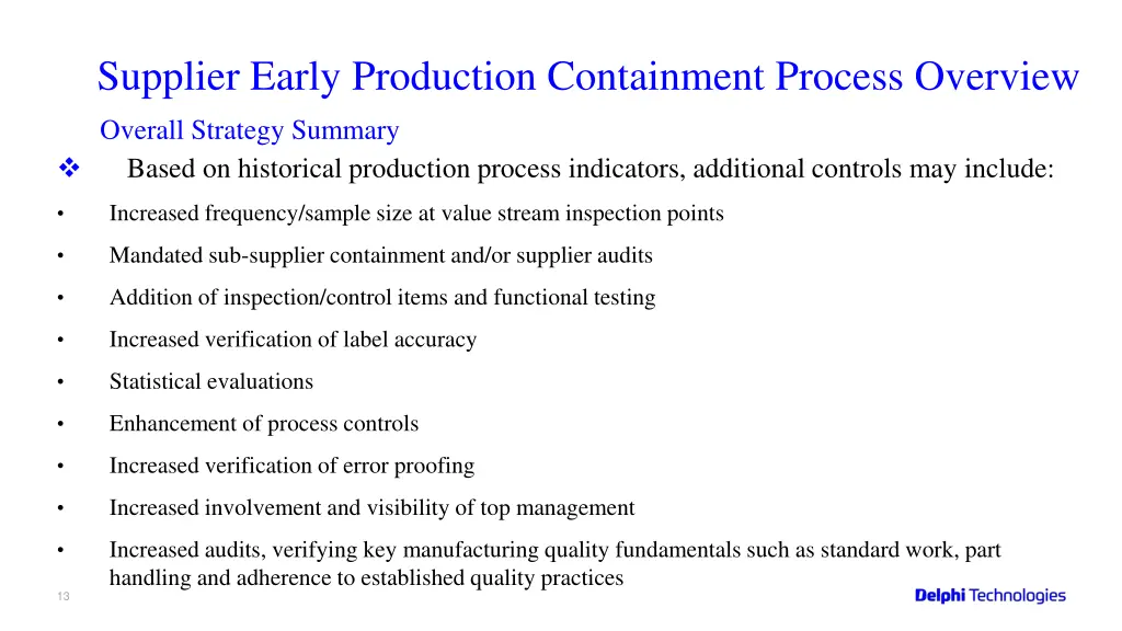 supplier early production containment process 11