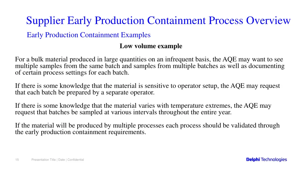 supplier early production containment process 13