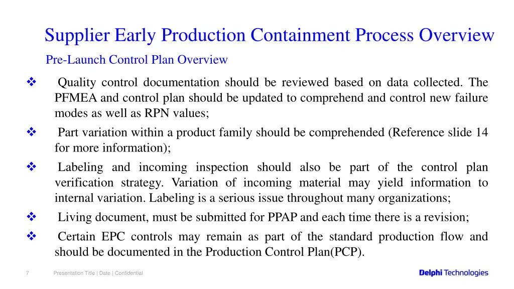 supplier early production containment process 5