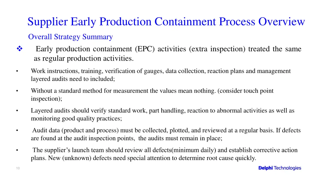 supplier early production containment process 8